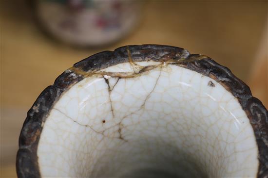 A quantity of Chinese crackle ware vases tallest 34cm